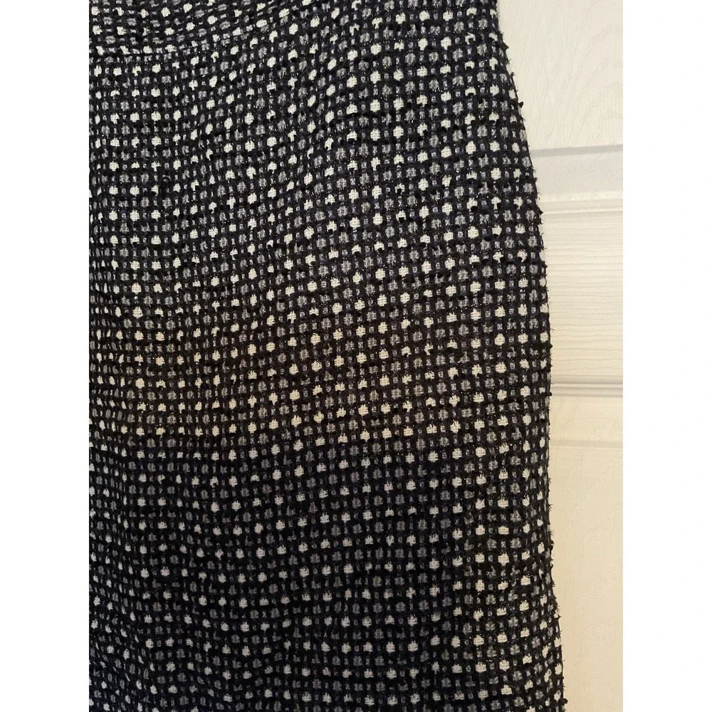 Banana Republic Metallic Sparkle Black Blue Gray White Tweed Pencil Skirt Size 4